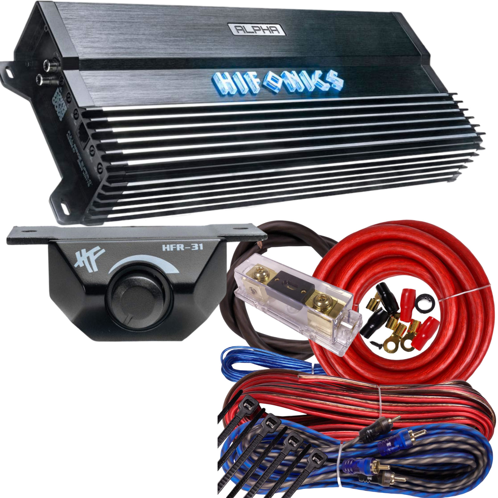 Hifonics A2000.1D ALPHA Compact 2000 Watts RMS Mono Car Audio Amplifier + 0G KIT