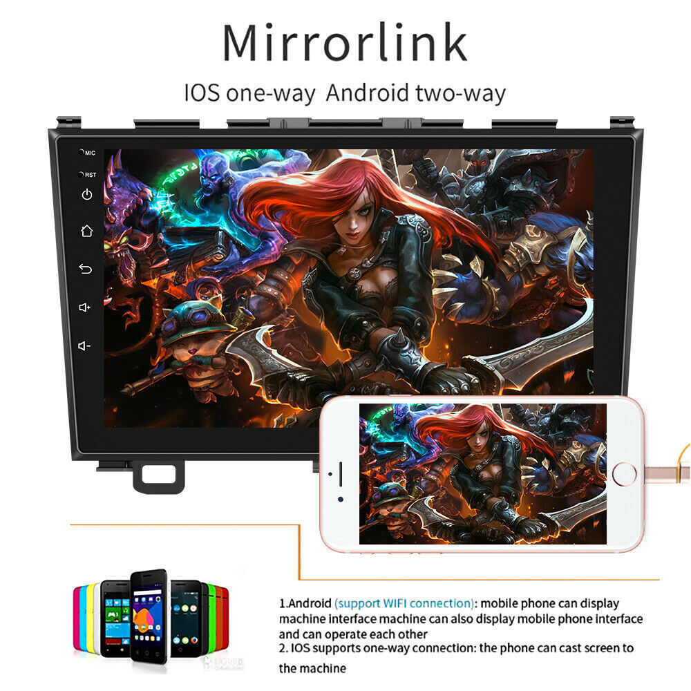 For Honda CRV 2007-2011 Wireless Carplay Car Stereo Radio Navi WiFi BT GPS +Cam