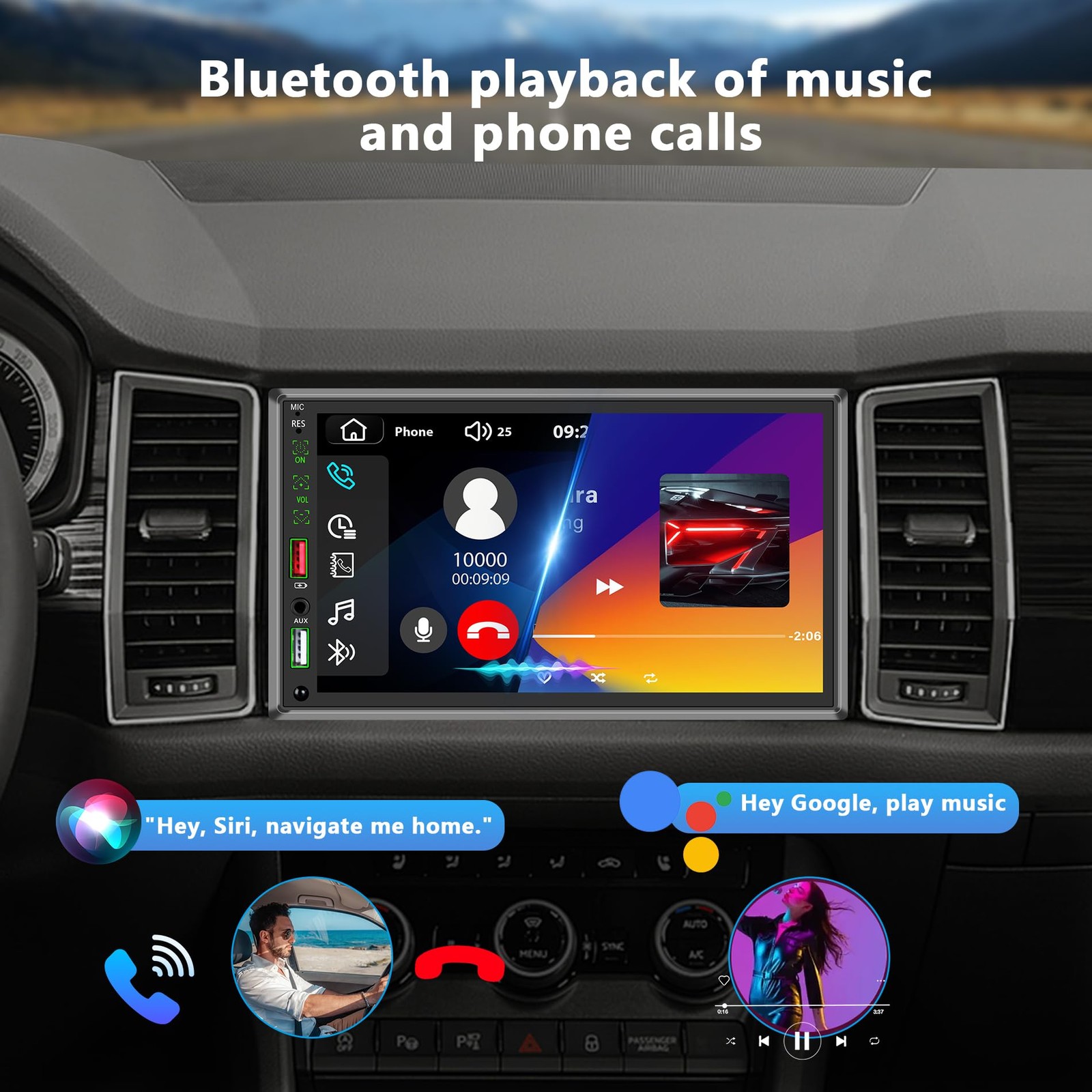 Single Din Touchscreen Radio,Single Car Stereo with 7” 7 inch, black