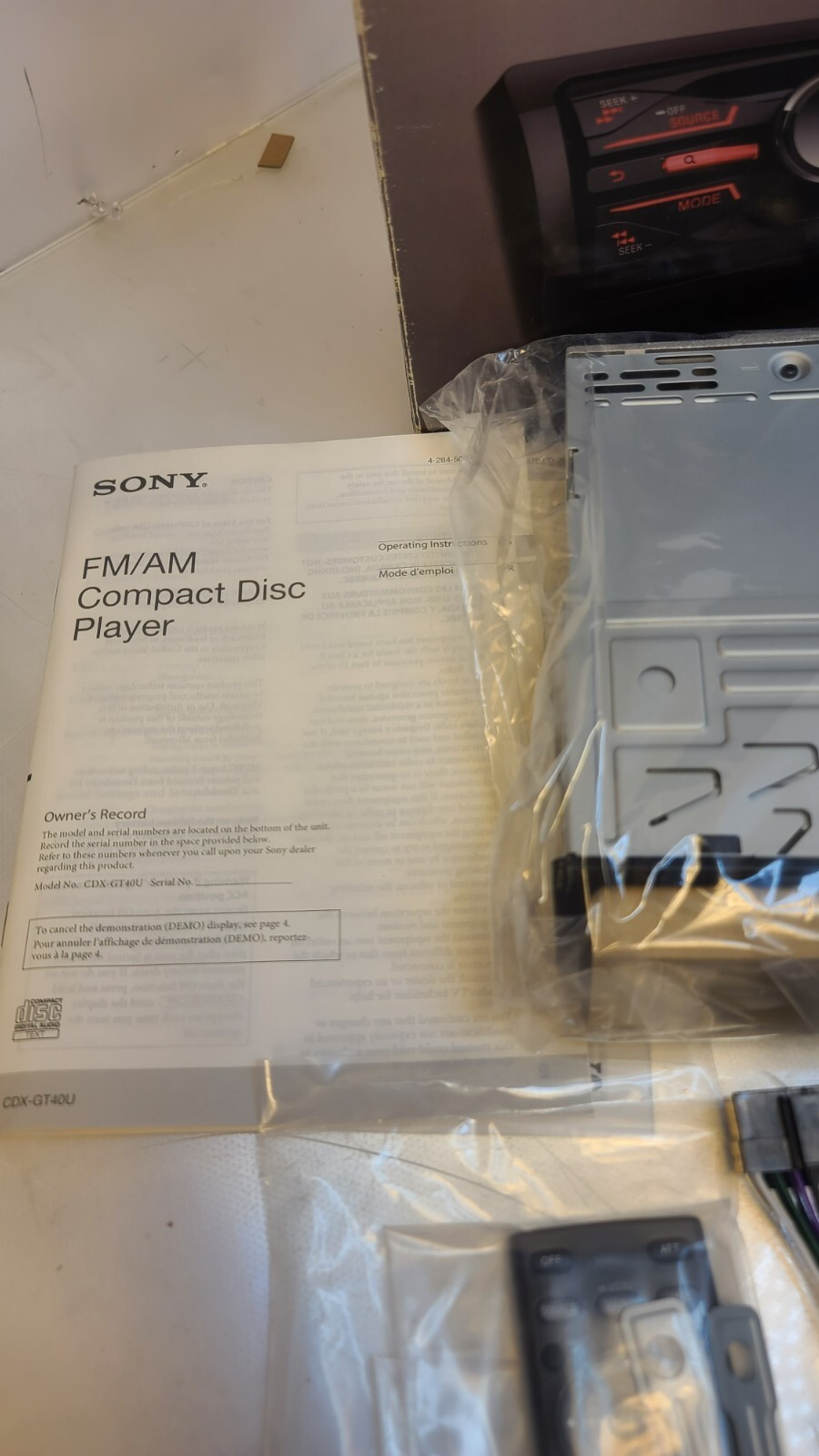 Sony CDX-GT40u FM/AM Compact Disc Player, New