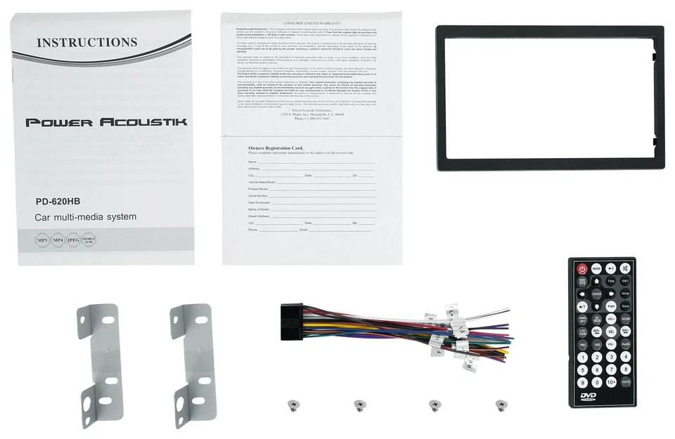 POWER ACOUSTIK PD-620HB 6.2″ TOUCHSCREEN DOUBLE 2 DIN DVD BLUETOOTH/MOBILE LINK