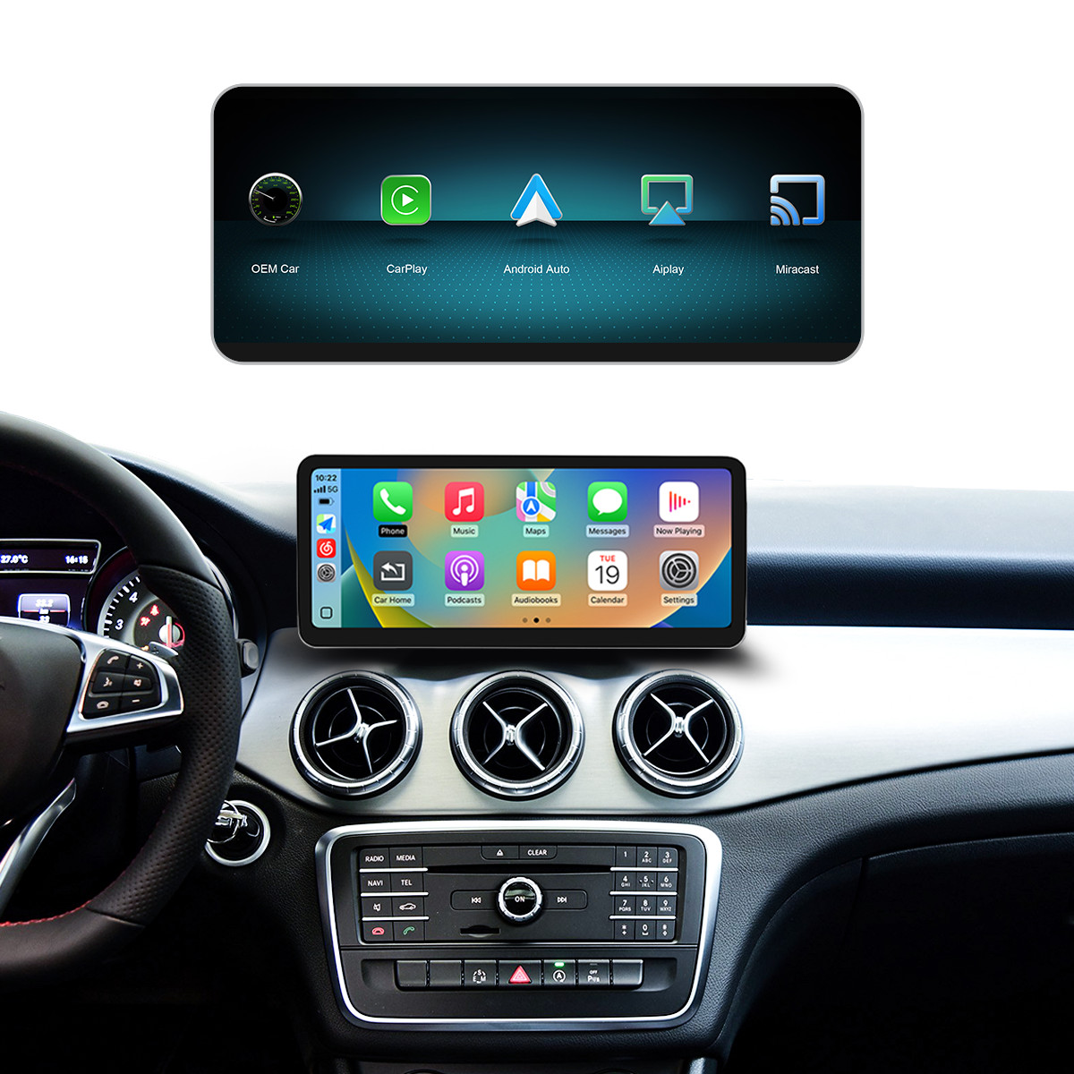 12.3′ Ultra thin Wireless Carplay/Android Auto for Mercedes Benz GLA CLA GLC