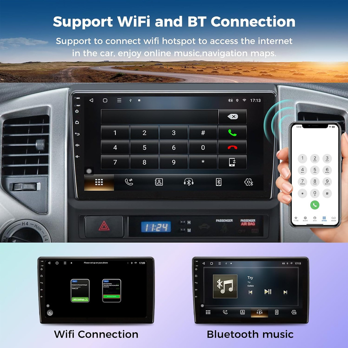 Android 12 Auto Radio Estéreo CarPlay GPS para Toyota Tacoma 2005-2013 4+64GB