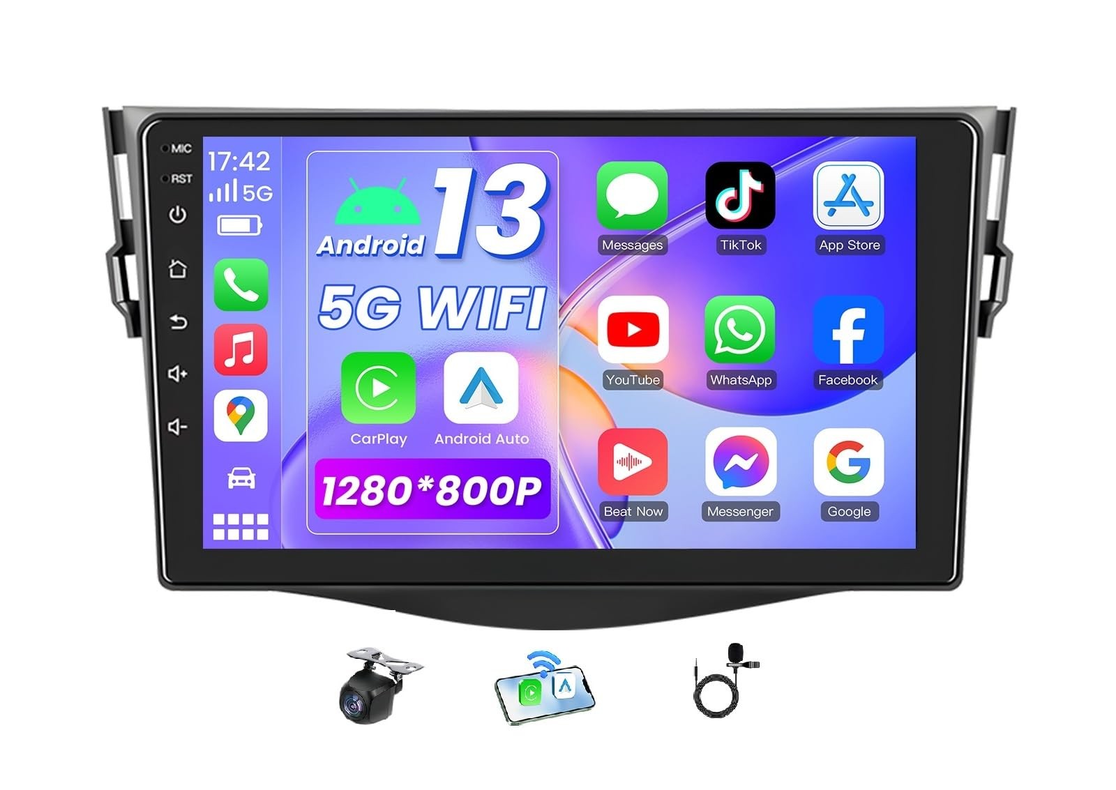 9″ Touchscreen Wireless Carplay Android Auto Stereo for 2006-2012 Toyota RAV4