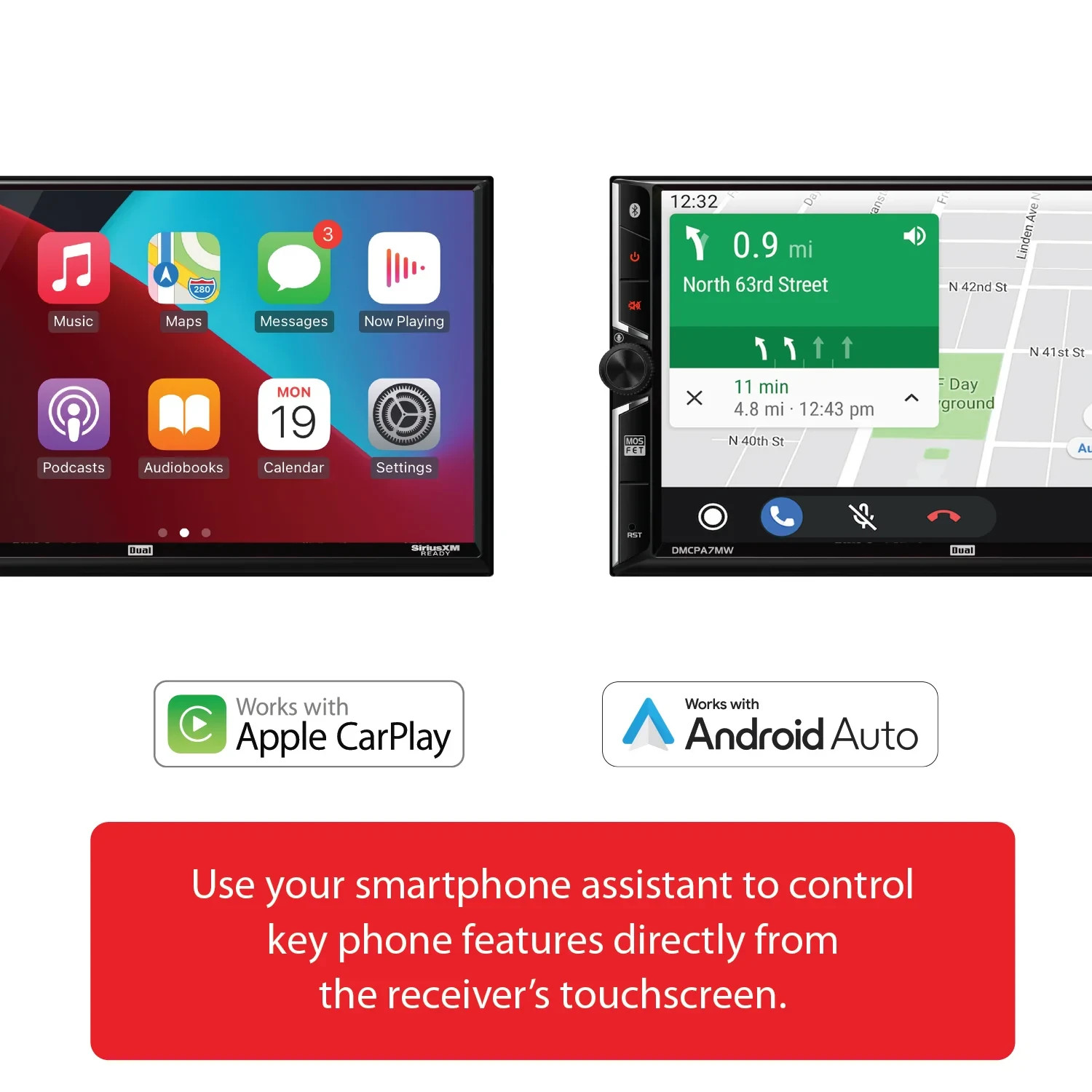 Dual Electronics 7″ Touchscreen Car Stereo Receiver with Wired/Wireless Apple Ca