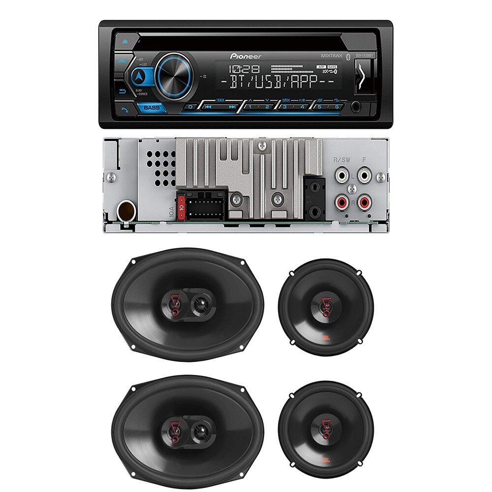 Pioneer DEHS4200BT CD/AM/FM Radio &JBL 6×9 & 6.5″ Front/Rear Car Speakers