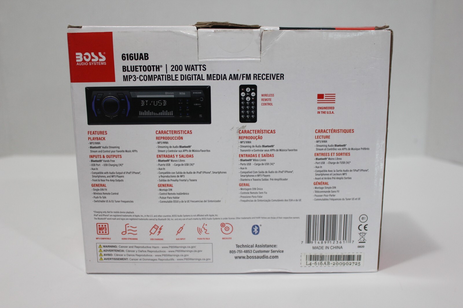 BOSS Audio Systems 616UAB Multimedia Car Stereo – Single Din LCD Bluetooth Radio
