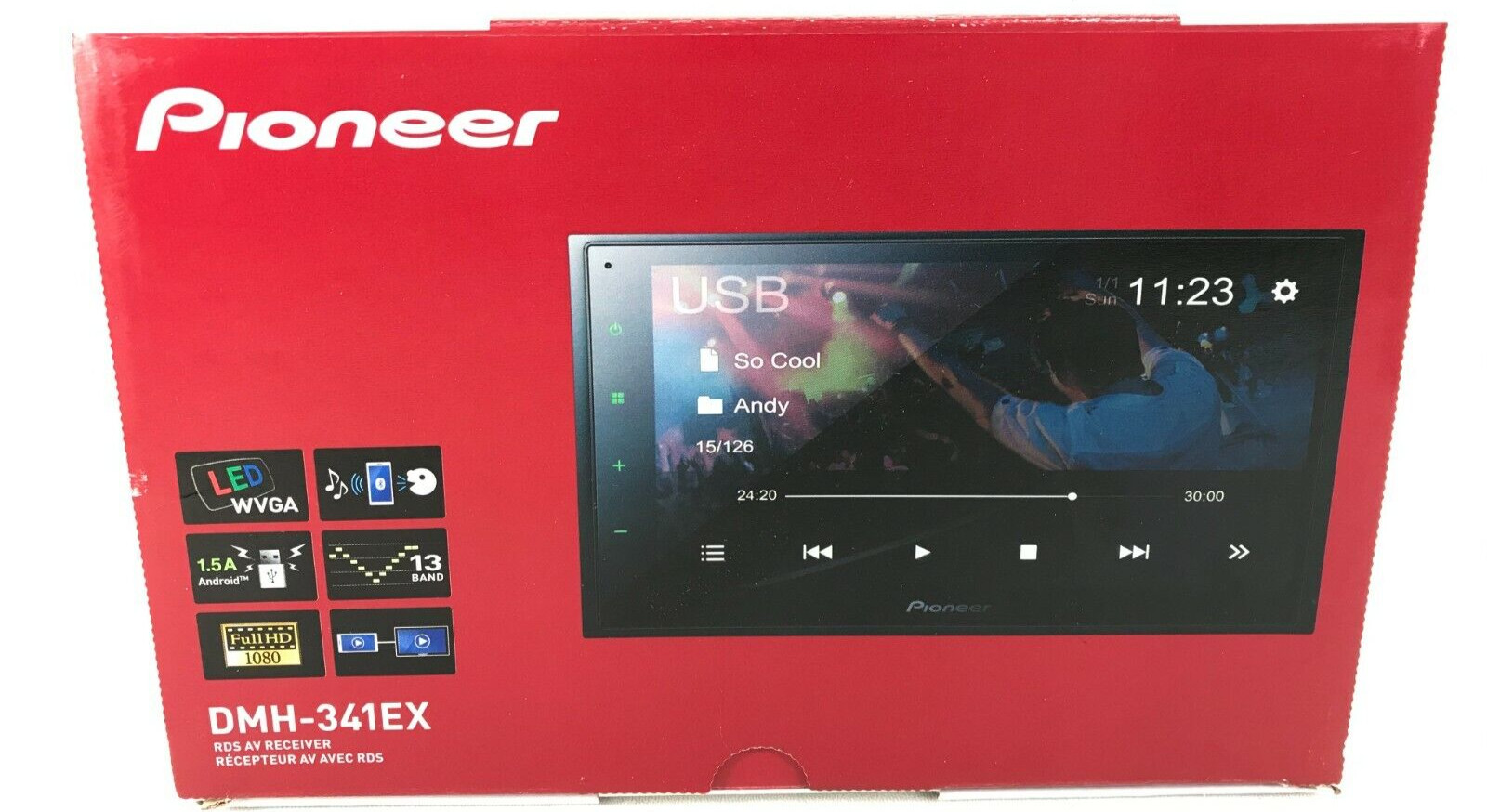 Pioneer DMH-341EX Bluetooth 6.8″ Media Player USB HD Mirroring Android iPhone
