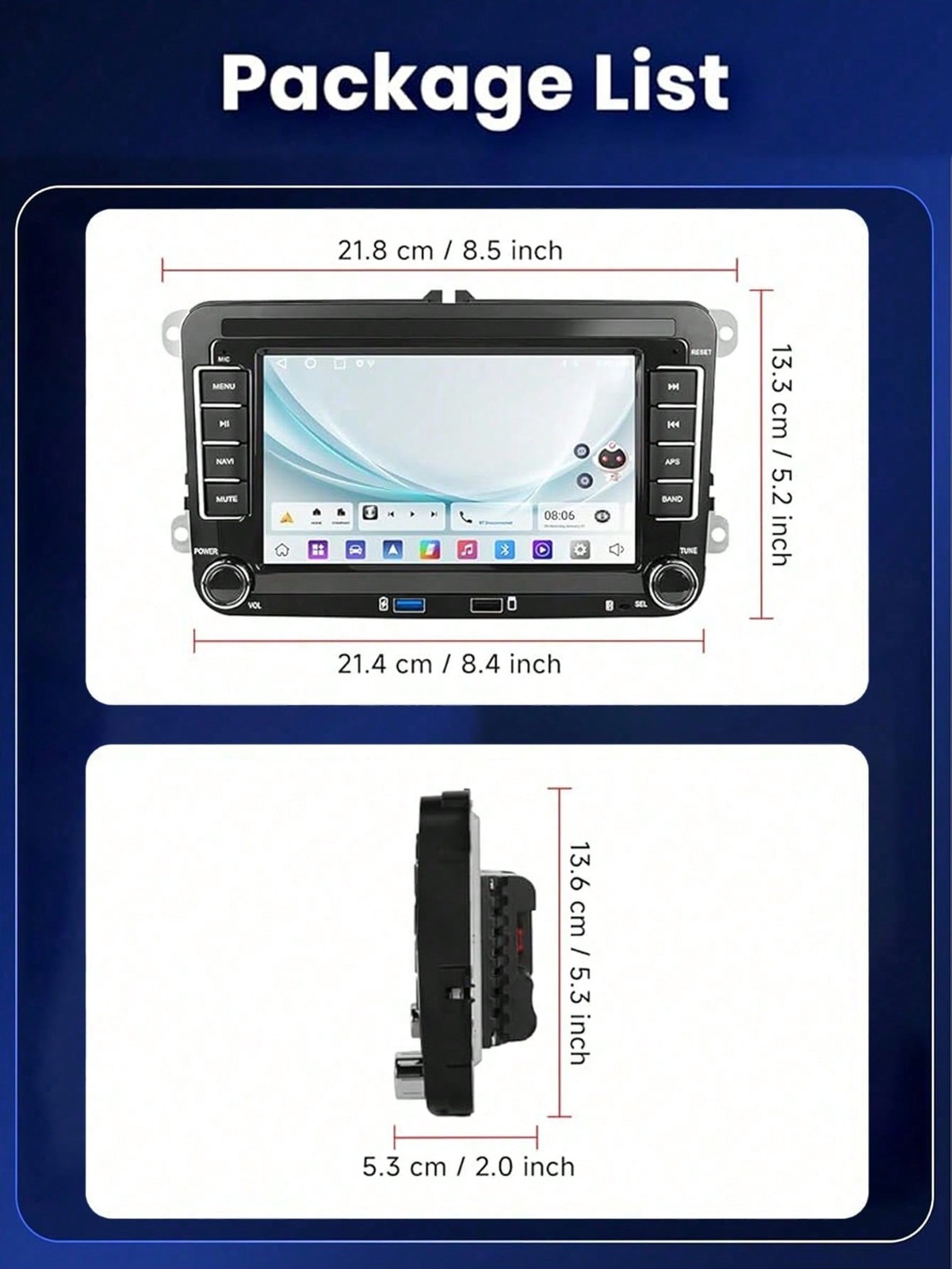 7″ Car Radio Wireless CarPlay Android Auto for Golf MK5 MK6 Jetta Tiguan Passat
