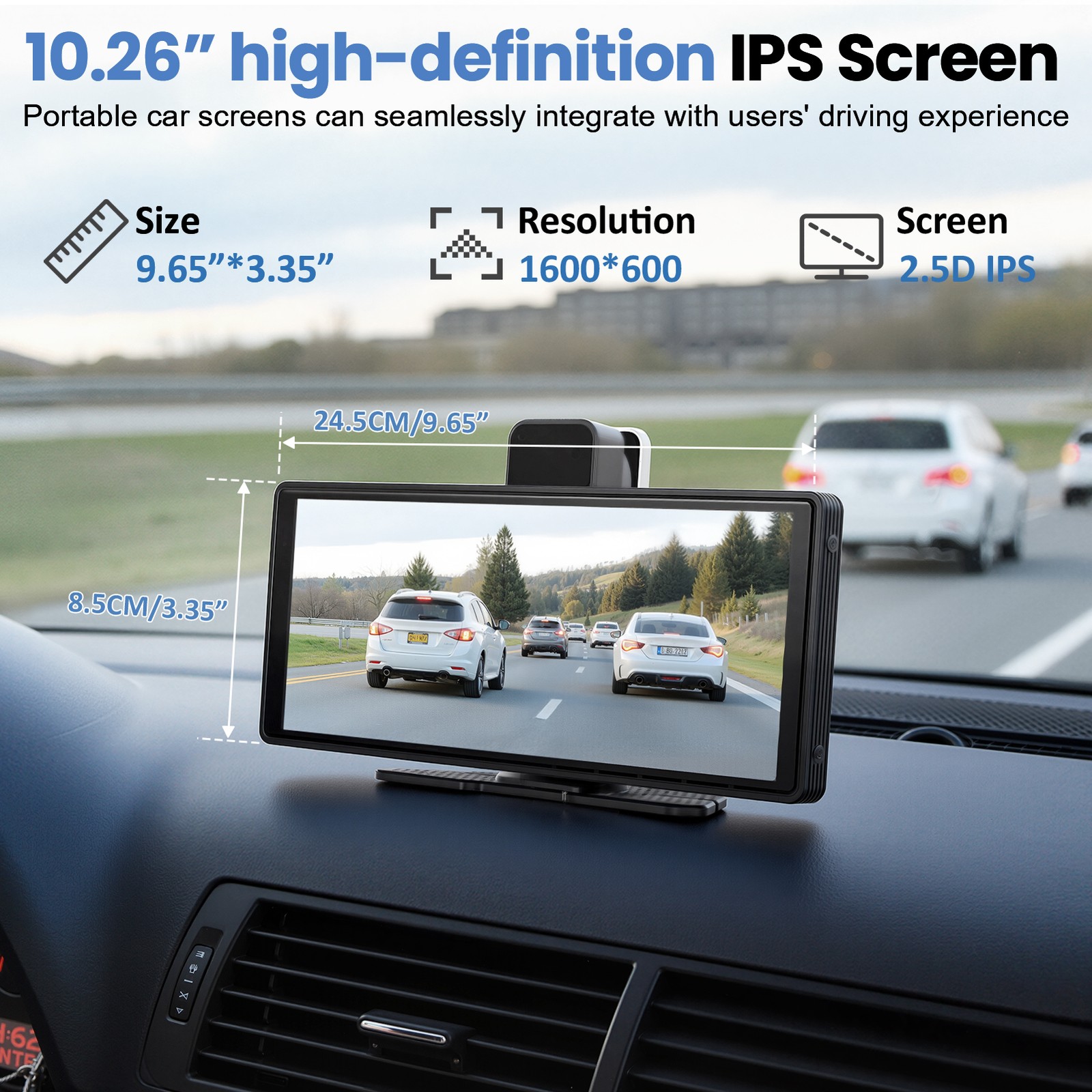 10.26 Inch Wireless Car Display Screen, Car Stereo Automobile Video Player