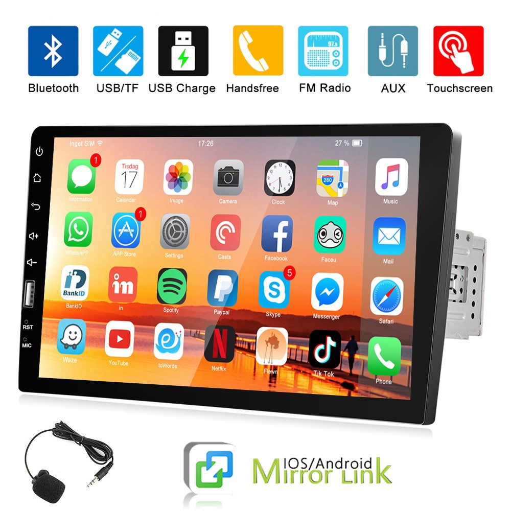 9″ Single 1DIN Touch Screen Car Stereo Radio Bluetooth FM Mirror Link MP5 Player