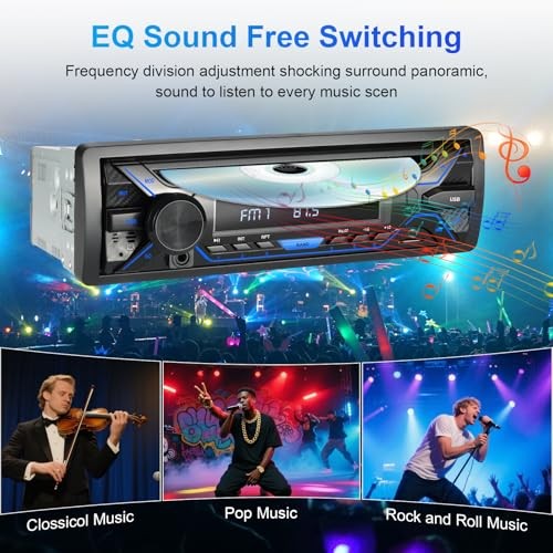 Single Din Bluetooth Car Stereo with CD DVD Player, Single Din Radio with 4″