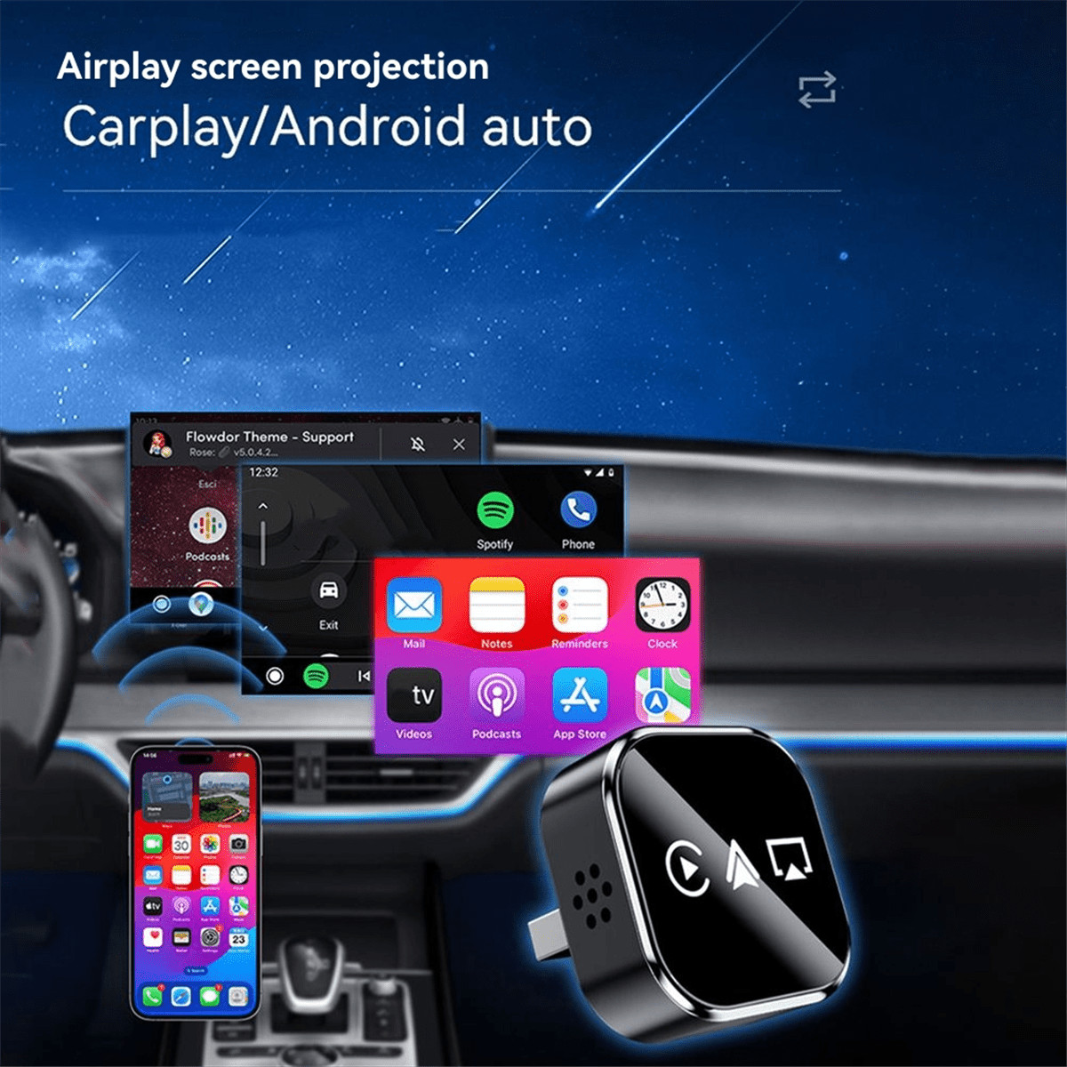 Unbranded 3 in 1 Wireless Carplay Adapter AirPlay Carplay USB Dongle, Black –