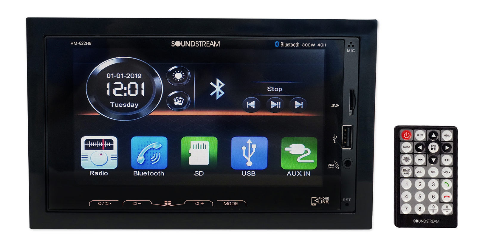 Soundstream VM-622HB 6.2” Car Monitor Bluetooth Receiver w/Android PhoneLink/USB