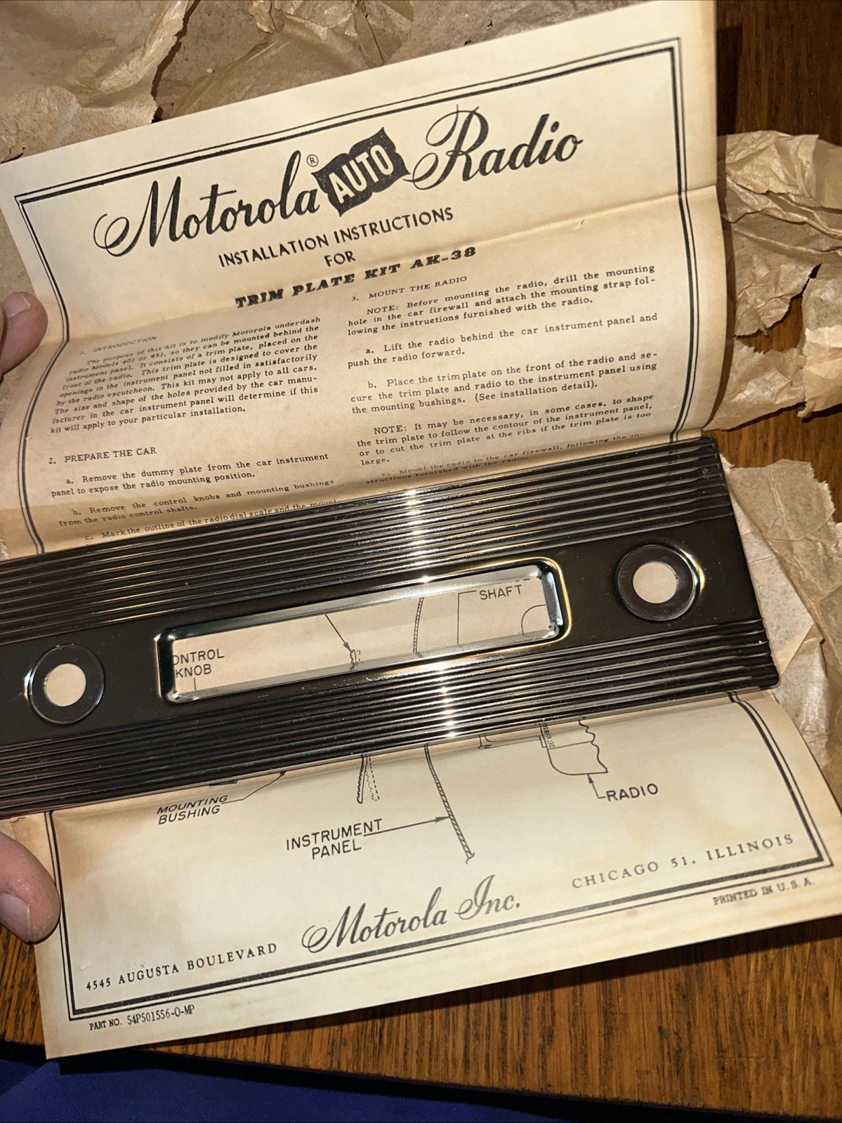 Trim Bezel Car Motorola Radio OEM NOS
