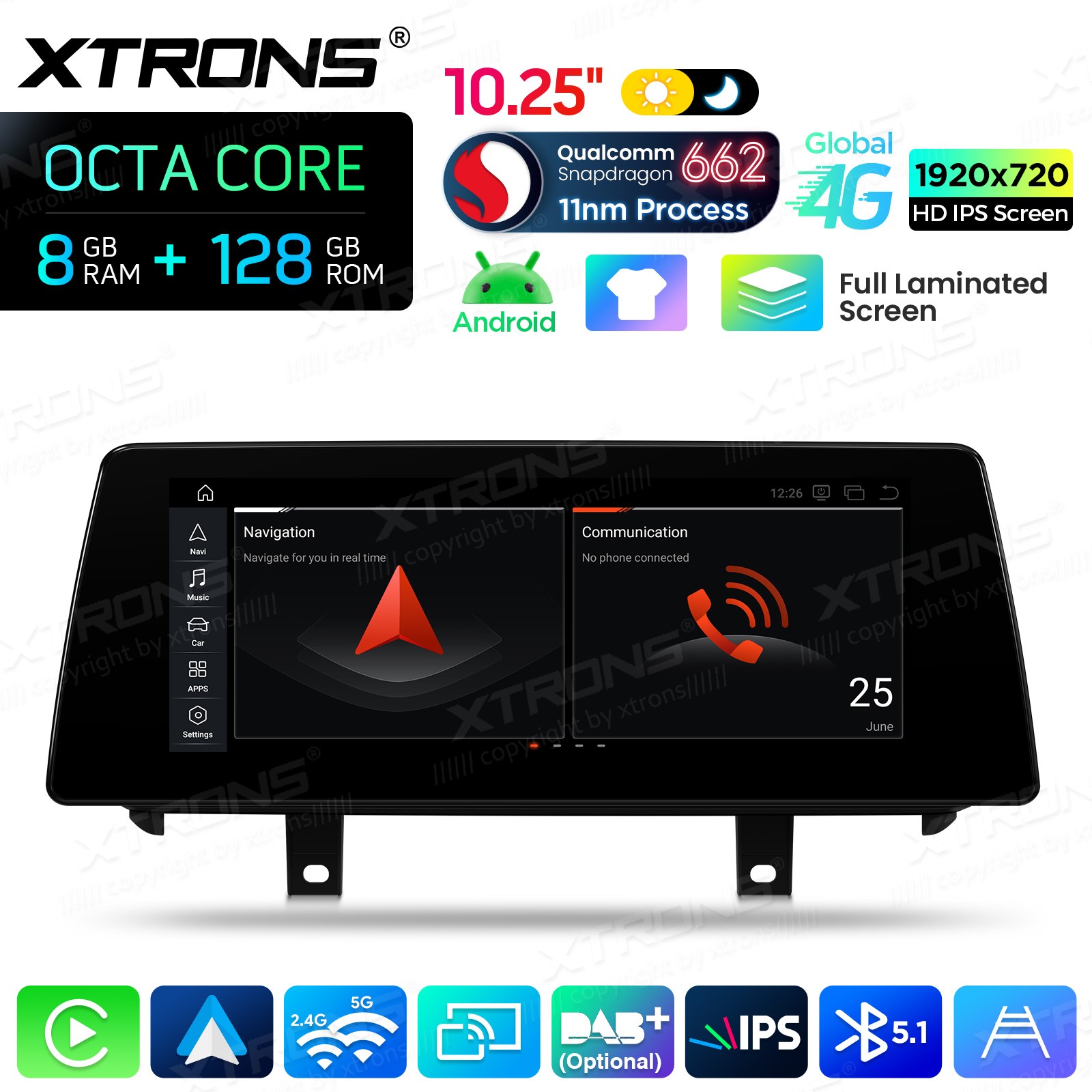 10.25″ Android 14 Car Stereo CarPlay 8+128G Retrofit For BMW X5 F15 X6 F16 NBT