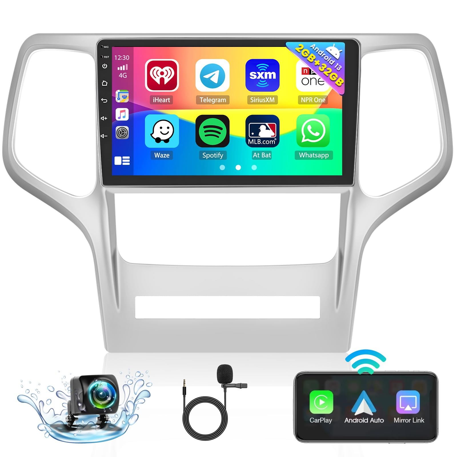 8Core 64G 9″Stereo Carplay 5G WiFi GPS FM SWC For Jeep Grand Cherokee 2011-2013