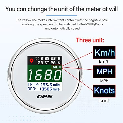 GPS Speedometer 2-1/16″ 52mm Digital Boat GPS Speedometer Gauge MPH Km/h White