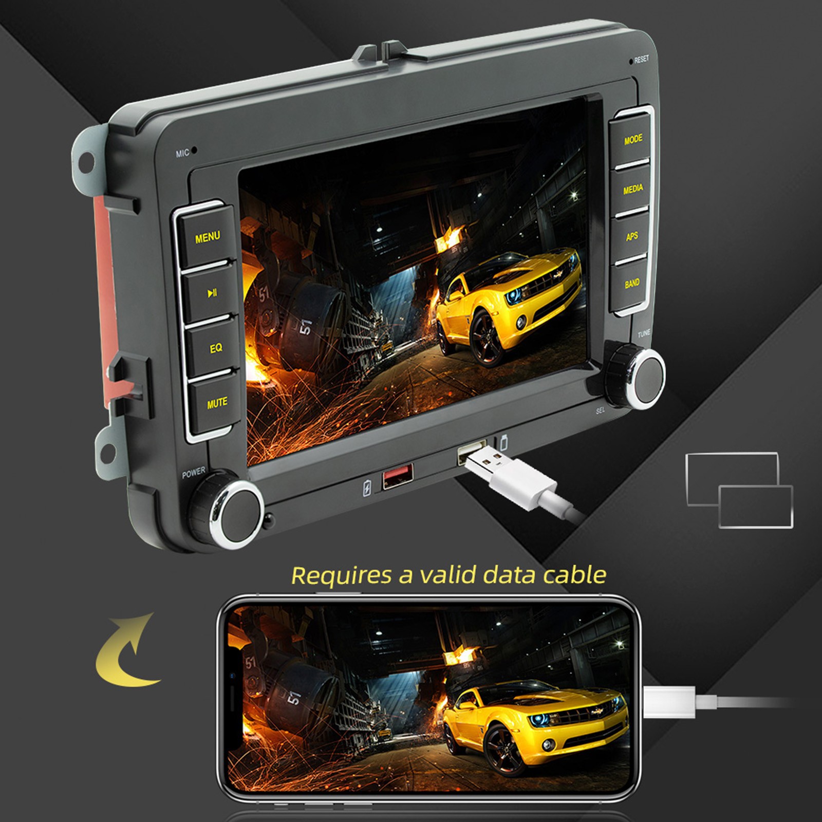 7″ Wireless Carplay Bluetooth Stereo Radio FM Car MP5 Player For Volkswagen Cars