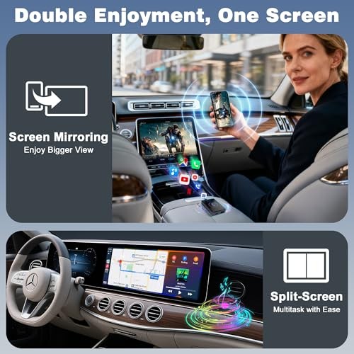 & Android Auto Adapter, Screen Mirroring & HDMI Output 4-in-1 Wireless CarPlay