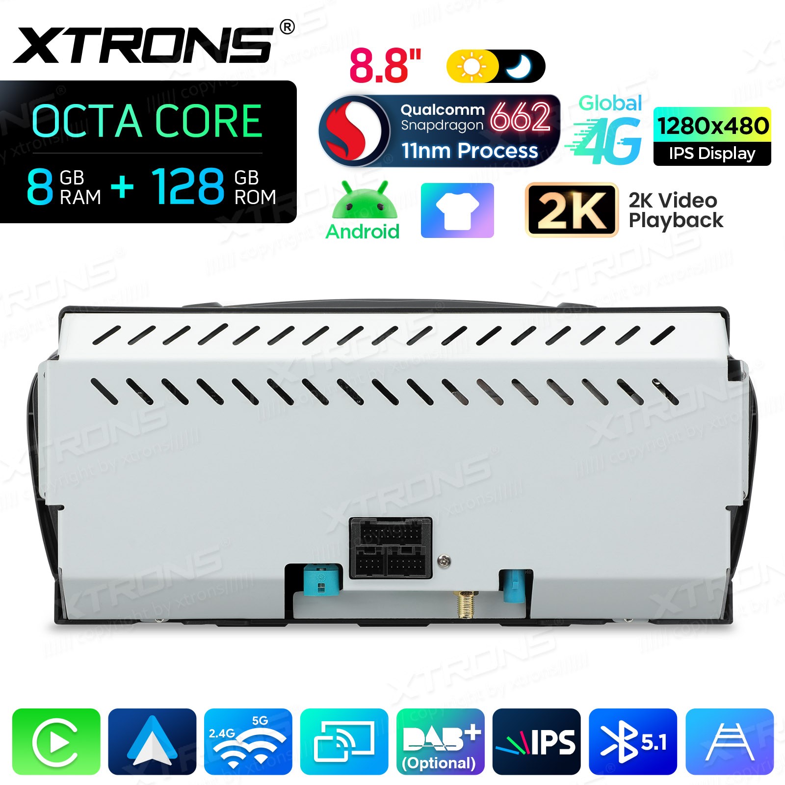 10.1″QLED Single 1-DIN Android 13 64G Car Stereo GPS Radio Sat Navi 4G LTE WiFi