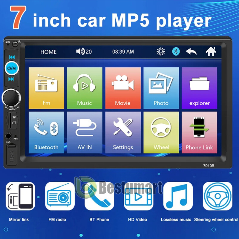 7″ Double Din Car Stereo IOS/Android MP5 Player FM GPS Navigation Bluetooth+CAM