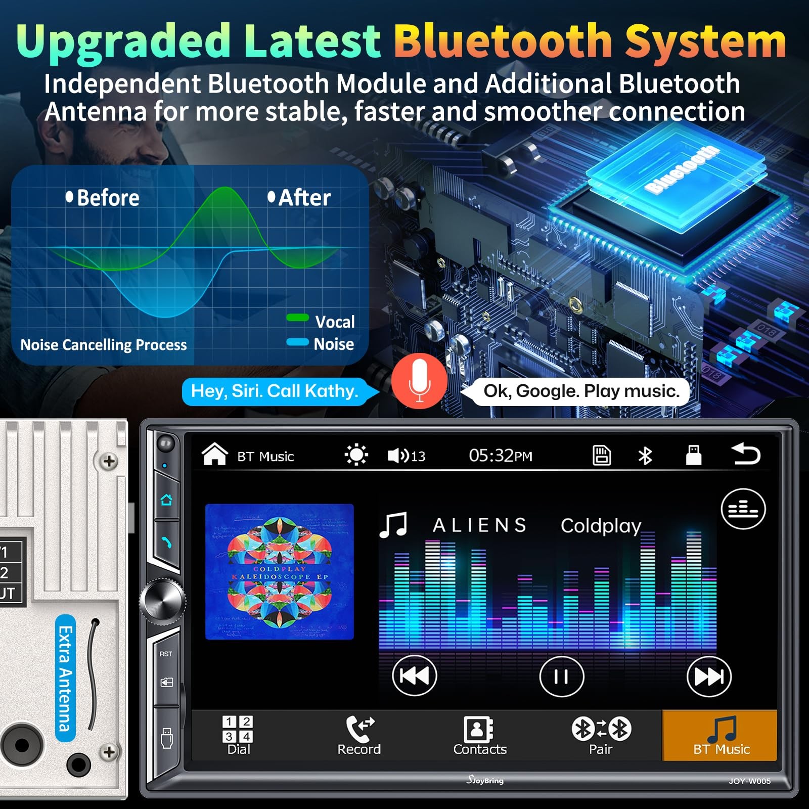 7″ Double Din Car Stereo Compatible with Wireless Apple CarPlay & Android Aut…