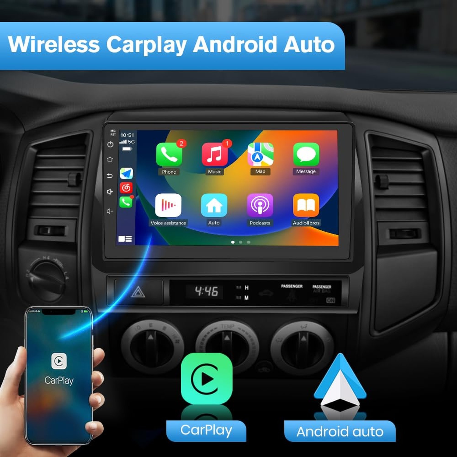 Android 13 Car Stereo for Toyota Tacoma 2005-2015, 9 Touch Screen Radio Head …