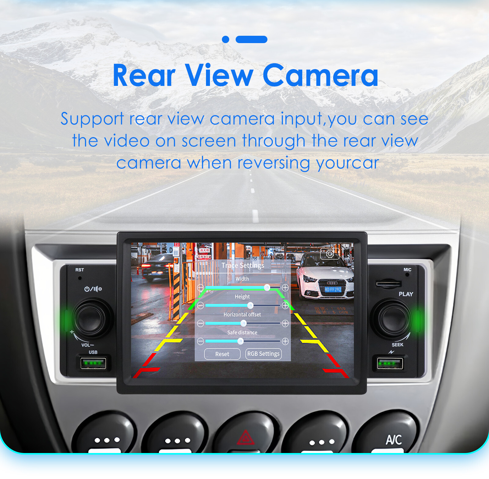Single 1Din Car Stereo Radio Wireless Apple Carplay 5″ Touch Bluetooth DSP FM AM