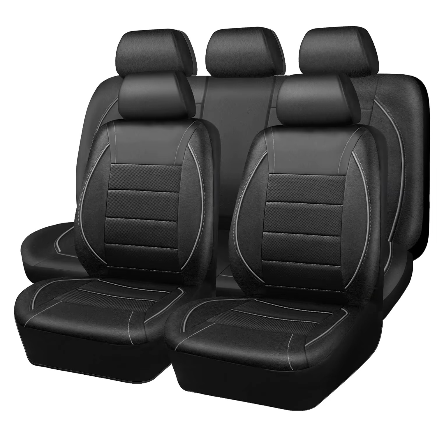 Universal Leather Car Seat Covers Simple Style Breathable 5 Seat Car Seat Cover