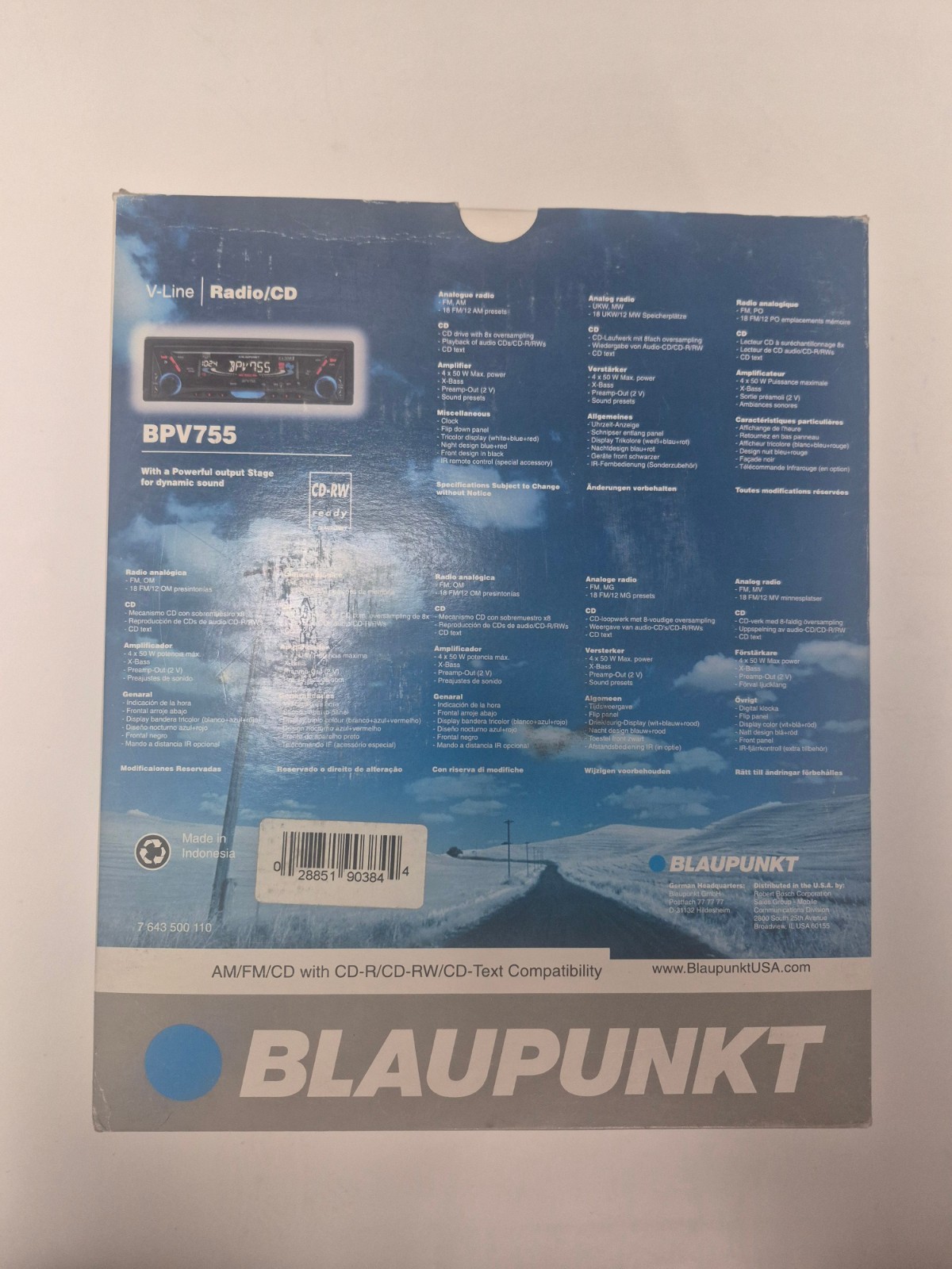 Brand New Vintage Blaupunkt BPV 755 V AM/FM with CD Player In Dash Stereo CD(NOS