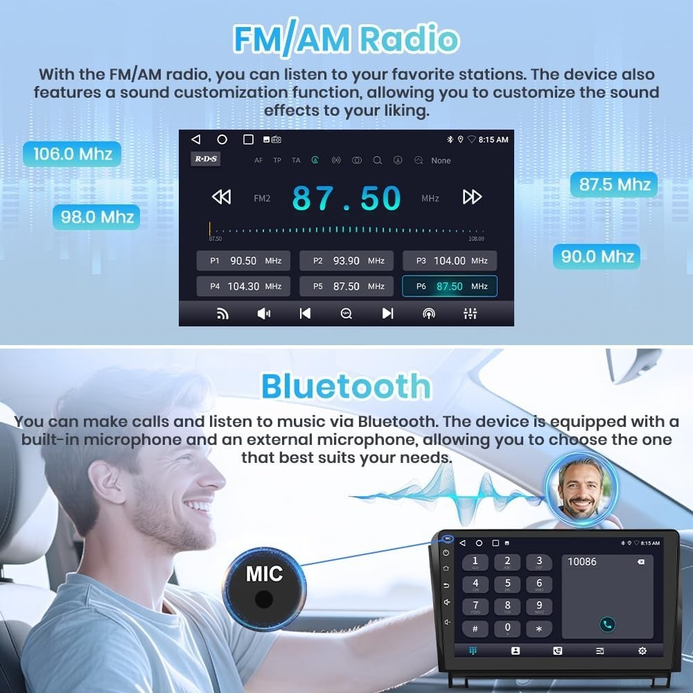 10.1″ Android 13 Car Stereo Toyota Tundra 07-13 Sequoia CarPlay GPS 2GB+64GB