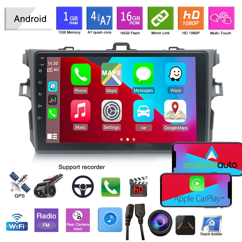 CarPlay, Bluetooth GPS 2009-2013 Toyota Corolla9 Inch 2Din Android 10 Car Radio