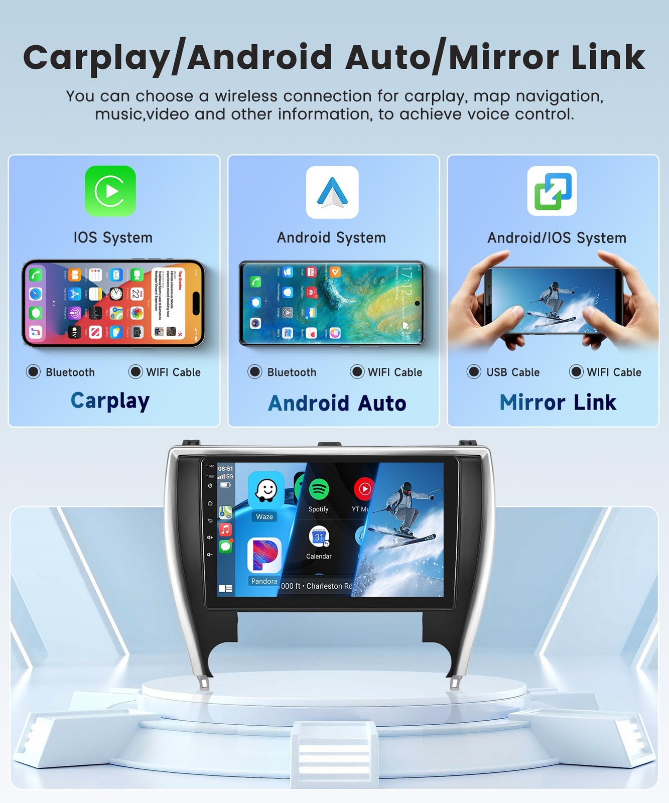 Rimoody 4Core 2G64G Android 15 Car Stereo Radio For Toyota Camry 2015 2016 2017