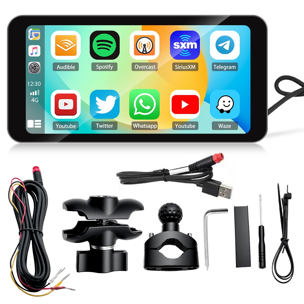 6.3″ Touch Screen Motorcycle Apple CarPlay Android Auto GPS Navi BT Waterproof