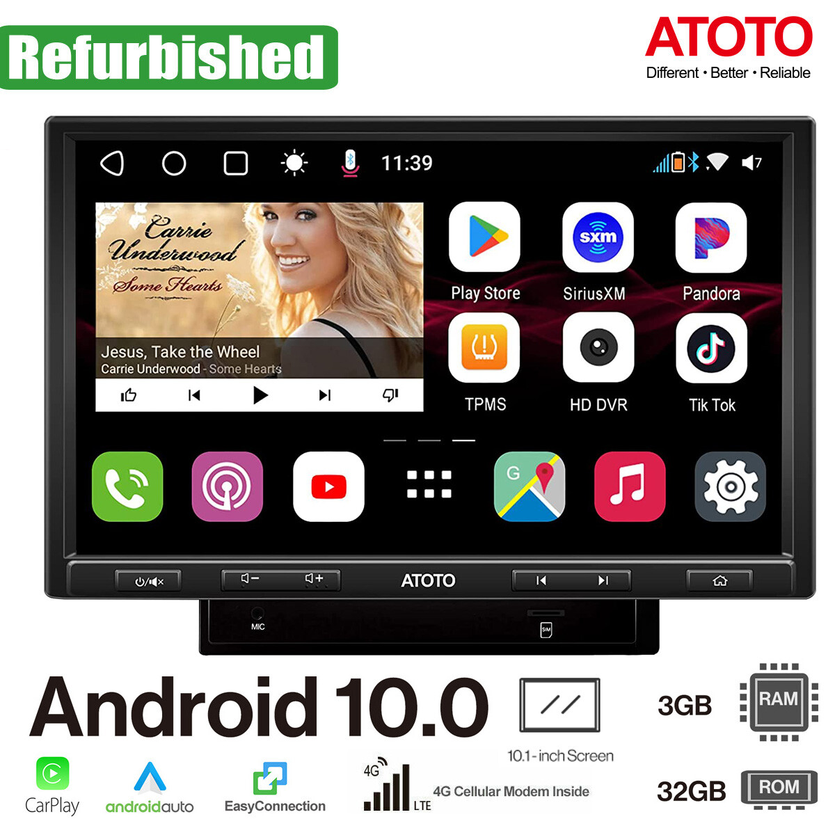 ATOTO S8 Pro 10in 2DIN Android Car Stereo-3G+32G Wireless CarPlay & Android Auto