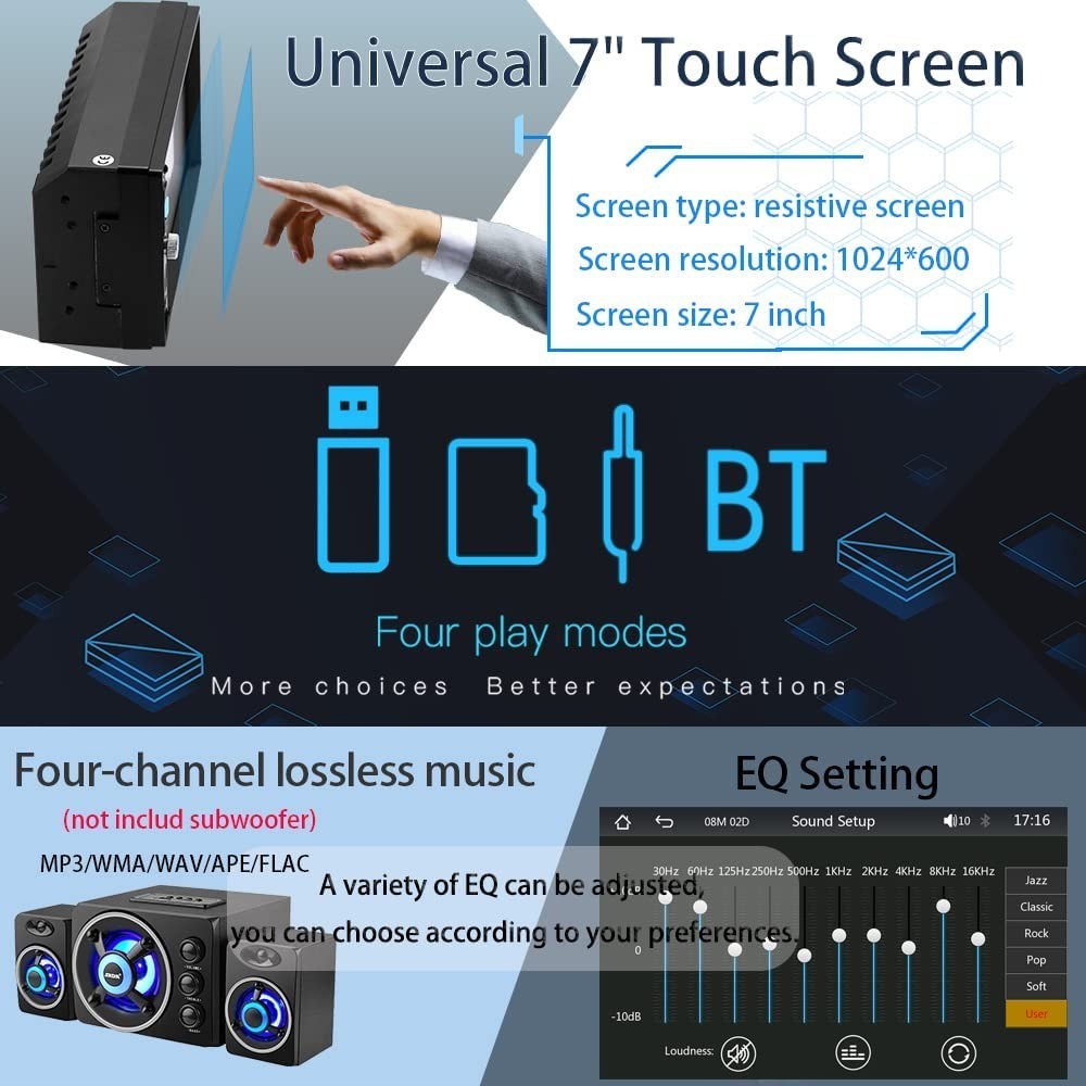7″ Double Din Car Stereo – Wireless Apple CarPlay & Android Auto, Bluetooth, Bac