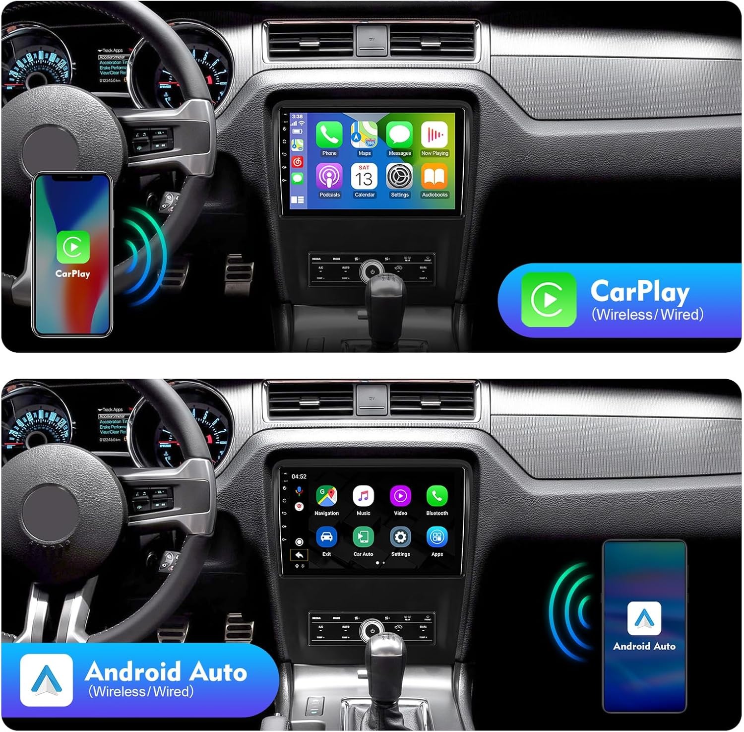 For 2010-2014 Ford Mustang Apple Carplay Car Radio Android 13 Navi GPS Player