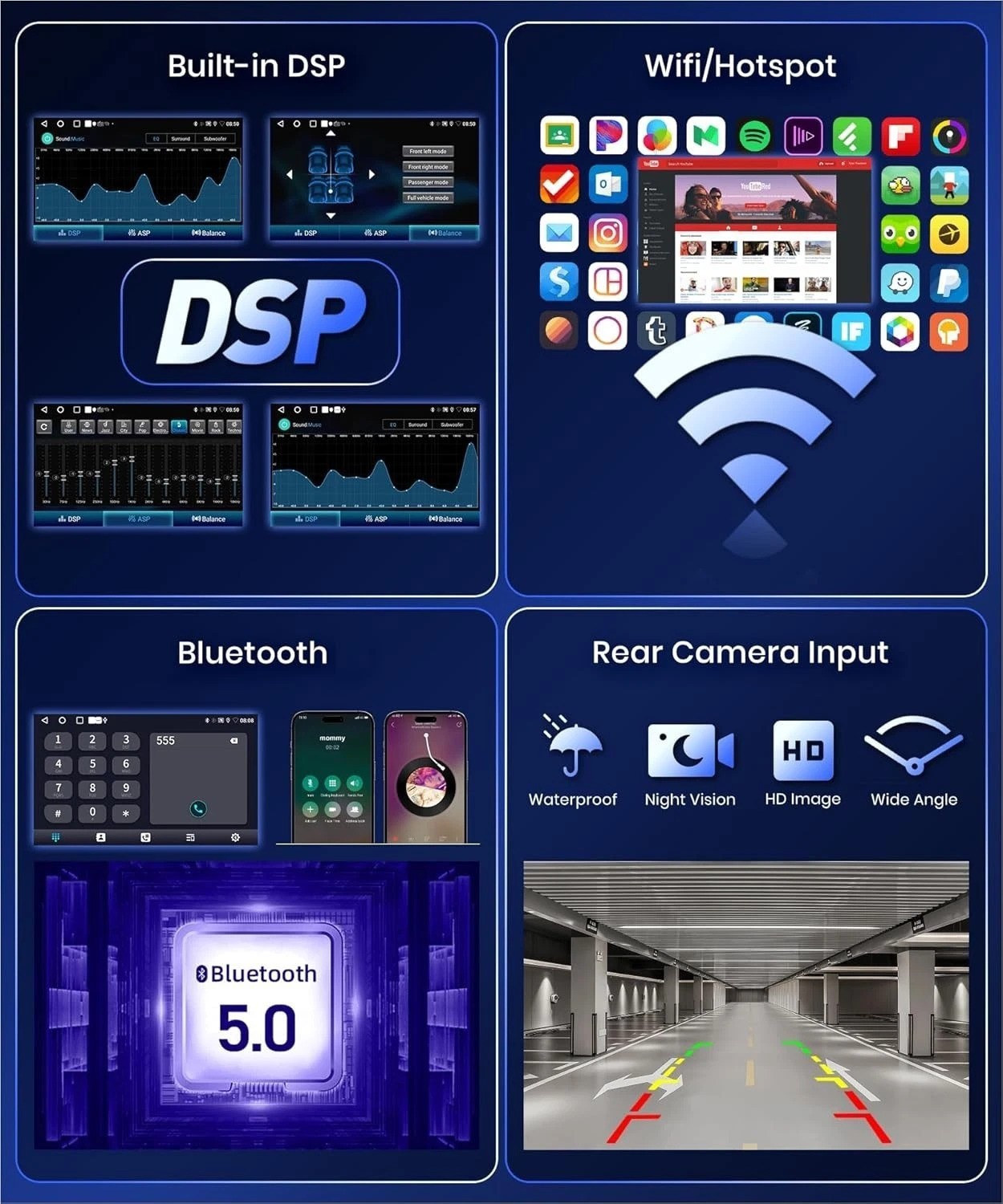 All-in-One VW Car Stereo: 7-Inch IPS Display, Wireless Connectivity & AHD Camera