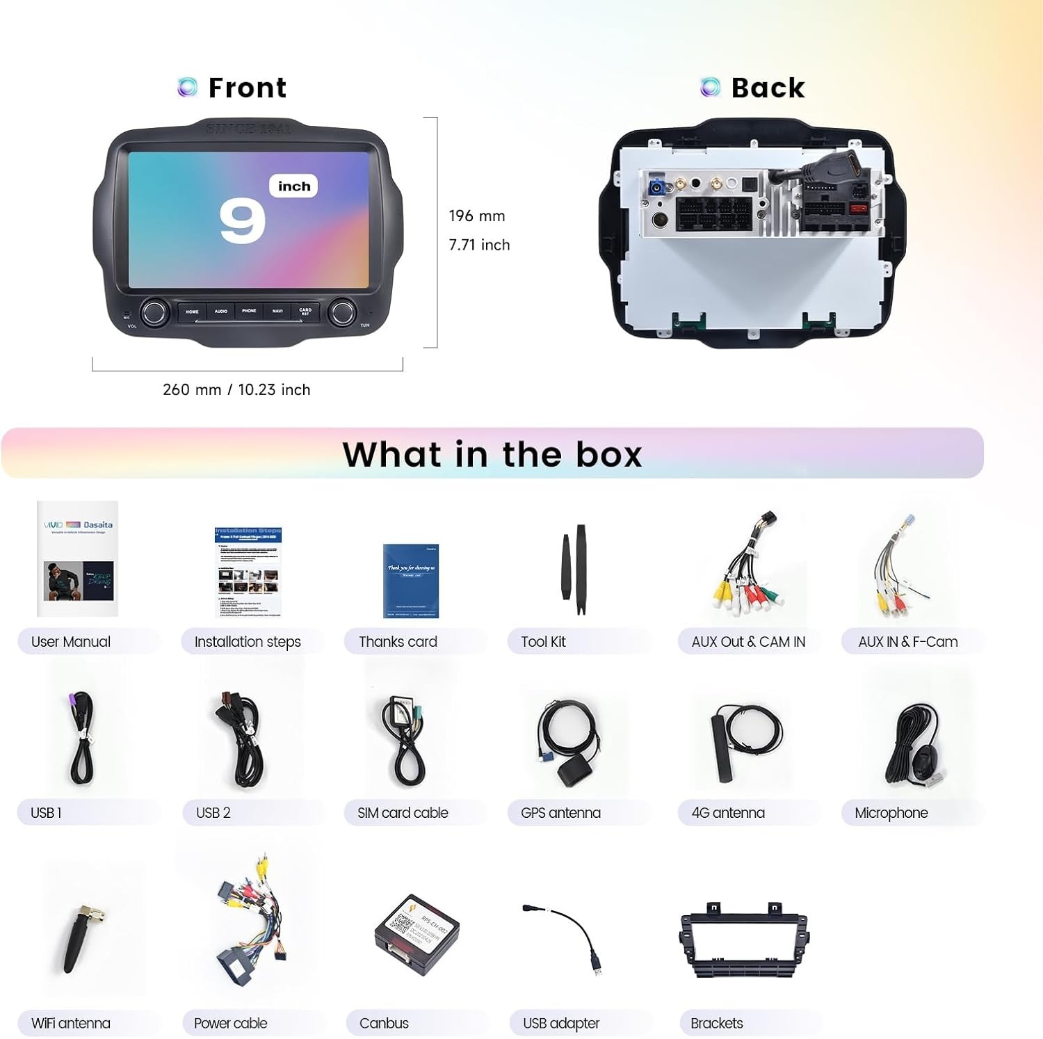 Dasaita 9” Stereo For Jeep Renegade 2015-22 Apple Carplay Android 13 Car Radio