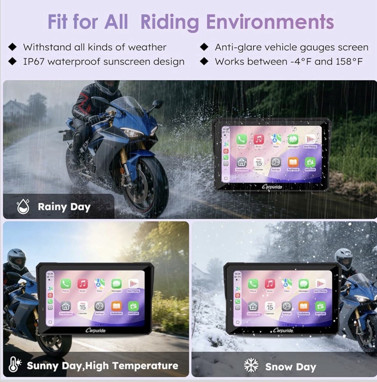 W702RS PRO Motorcycle GPS Wireless Carplay/Android Auto/Radar BSD, 7.02 inch