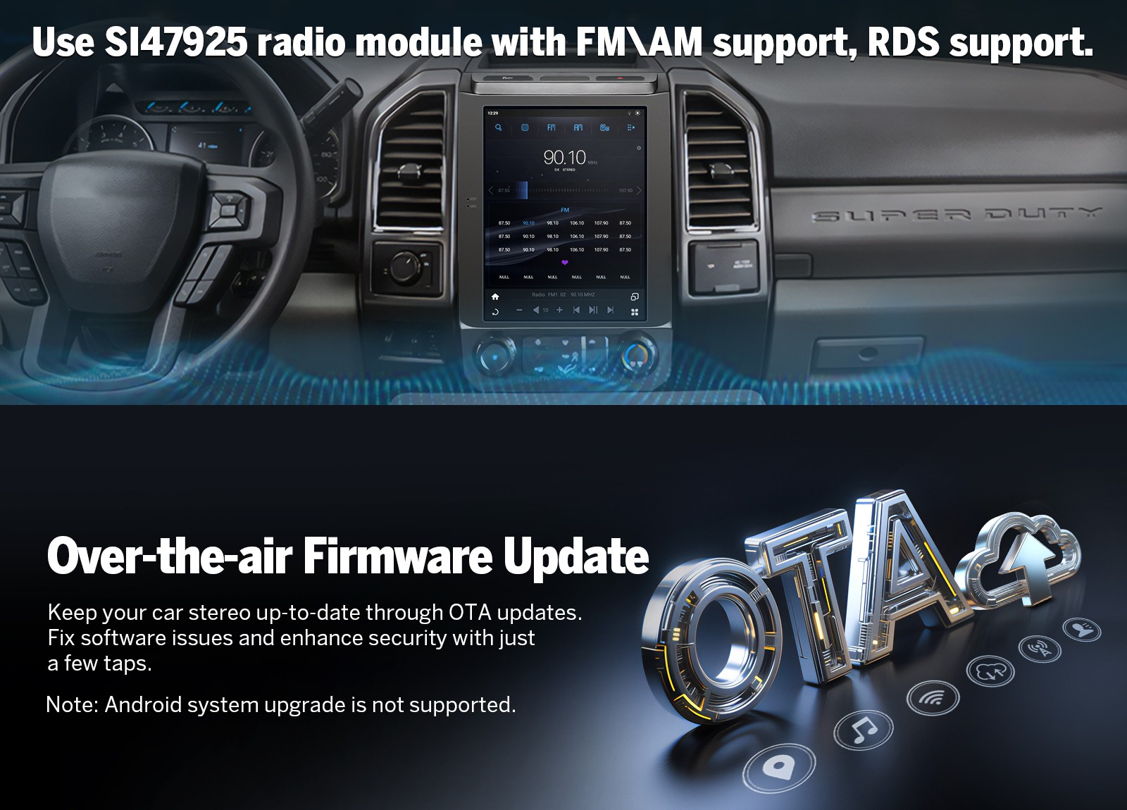 OBD+DVR+ 4+64 Android 12.1″ Car Stereo Radio CarPlay GPS For Ford F150 2015-2020