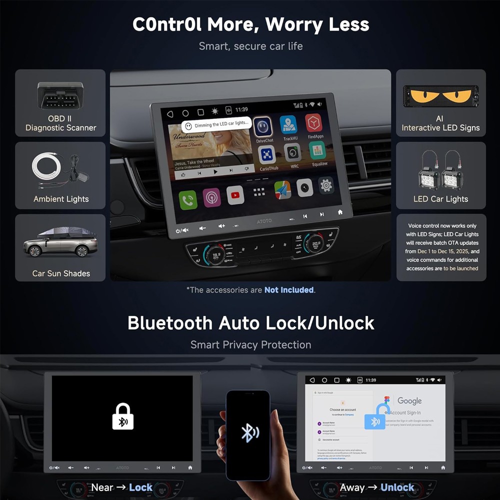 ATOTO S8 Universal 10″ Car Stereo 1 DIN Android GPS Navi CarPlay AI Radio Camera