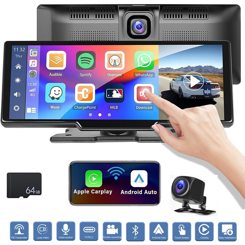 10.26″ 4K Touchscreen Wireless Apple CarPlay Android Auto FM Bluetooth Car Stere