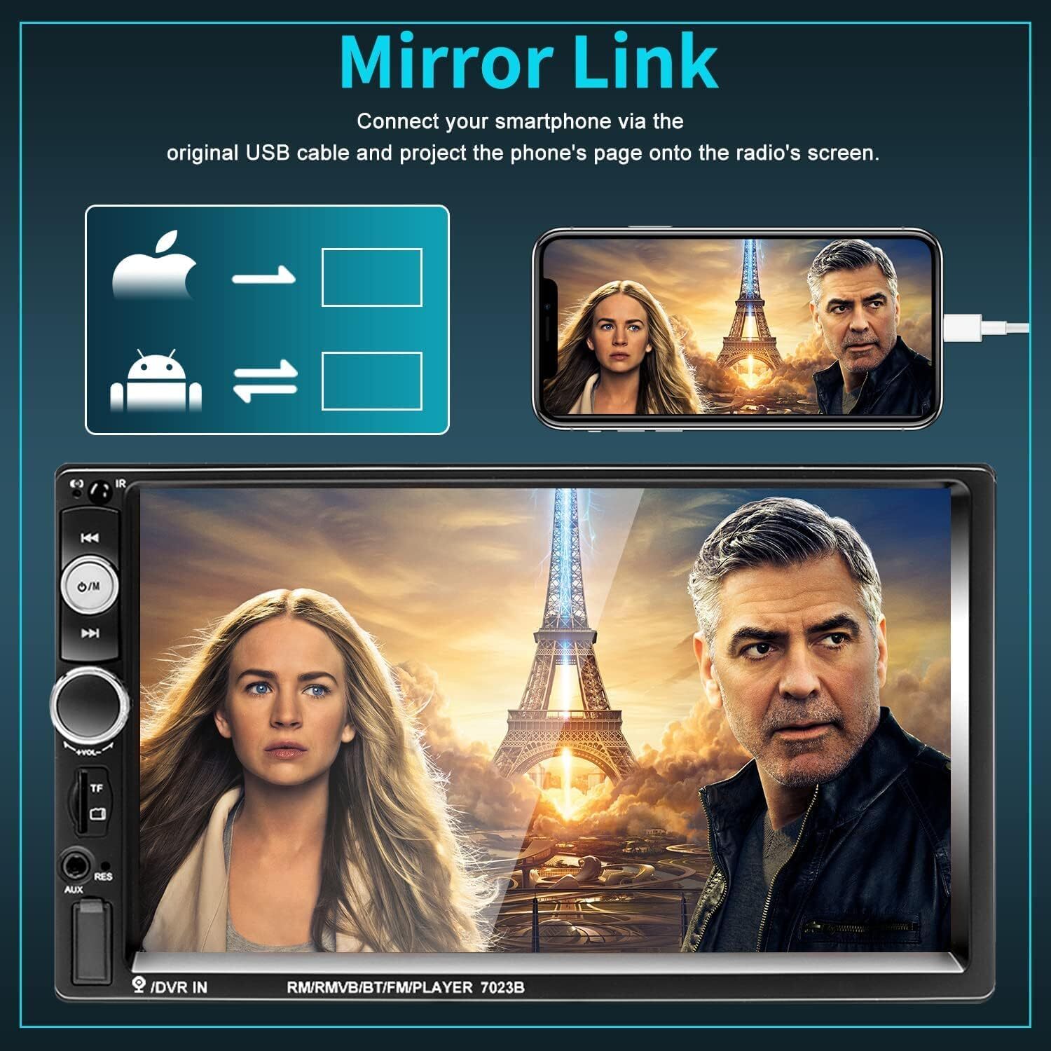 Pantalla HD Radio Bluetooth Para Carro Auto Con Camara De Reversa Retroceso 2023