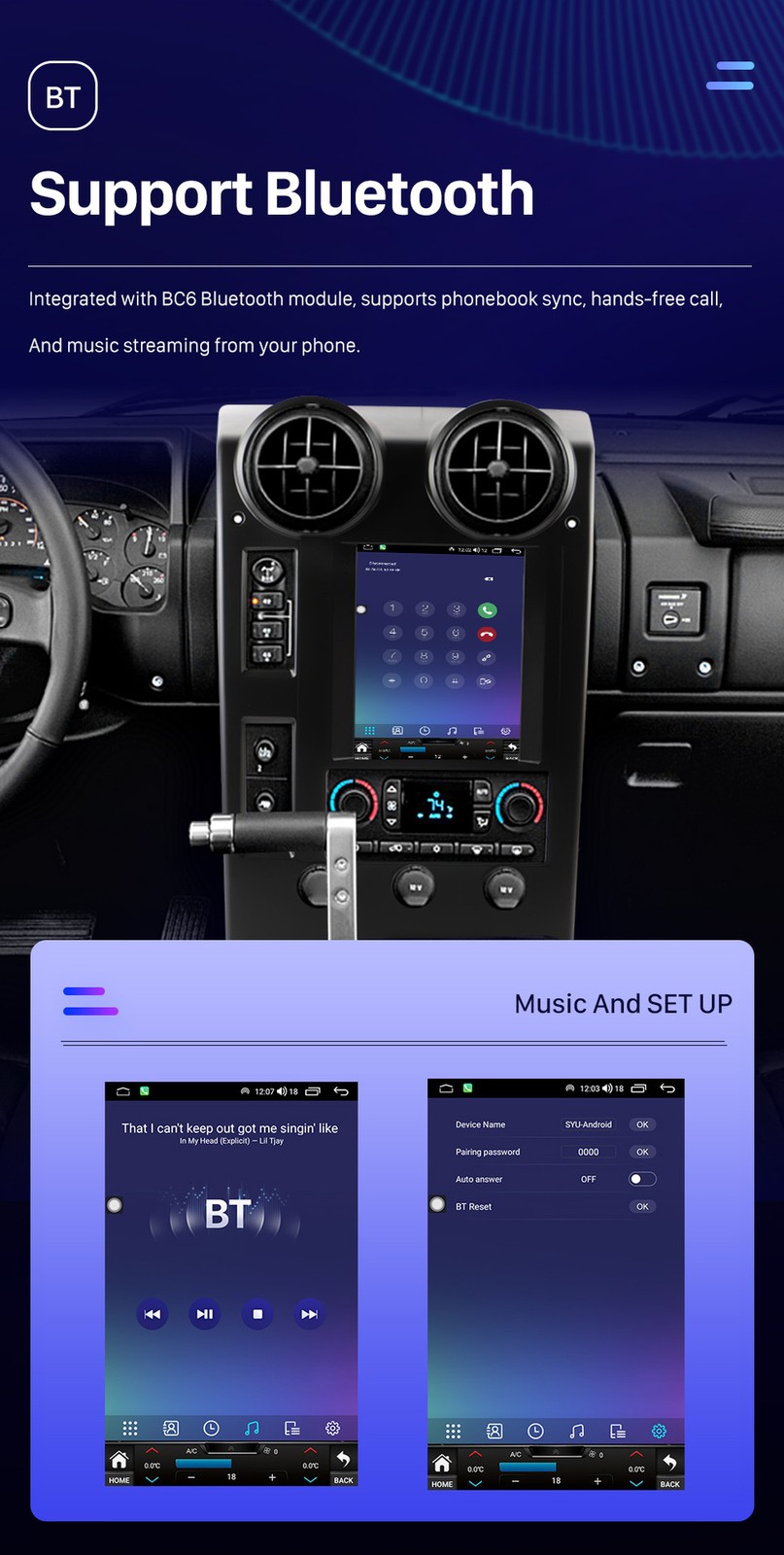 4+32GB Android 13 9.7″ Carplay Car Radio Stereo GPS Navi For Hummer H2 2002-2007