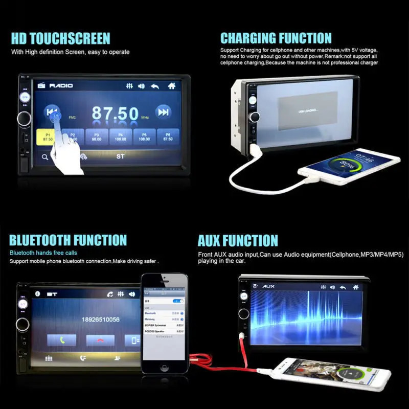 New 2Din car radio car stereo 7″ touch screen MP5 player FM mirror link player,