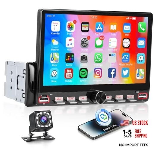 Single Din Car Radio with Bluetooth iOS/Android Mirror Link 7″ Mirror Link