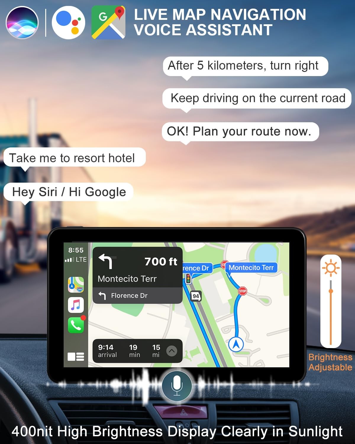 Wireless CarPlay Screen Android Auto for Car, 7″ Car Stereo Touch Screen