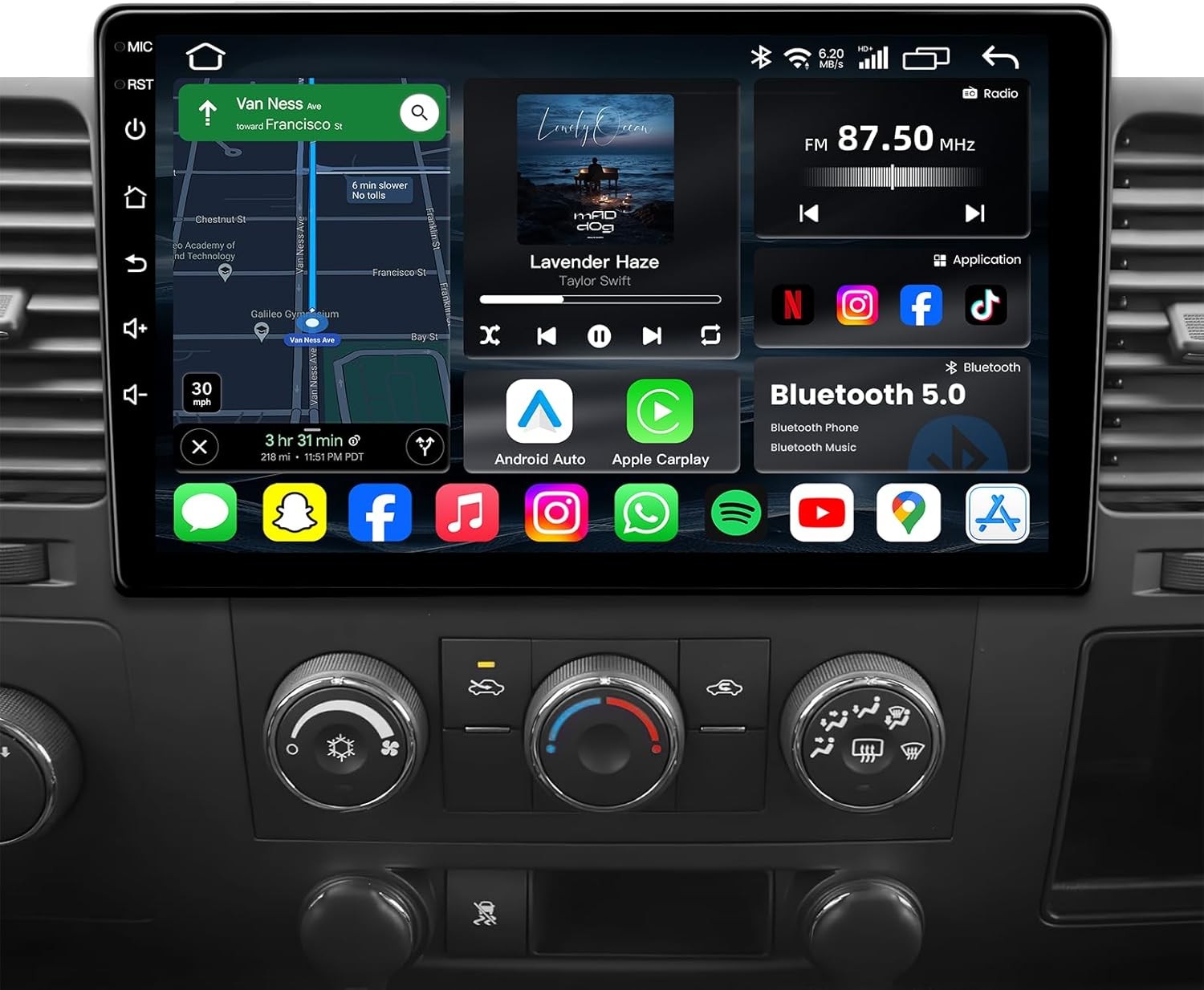 Radio Carplay Car Radio Stereo Carplay For 2007-2013 Chevrolet GMC GPS EQ FM RDS